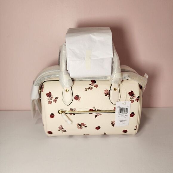 NWT COACH CU272 Rowan Satchel Ladybug Floral Print Crossbody Bag Chalk - Picture 6 of 6